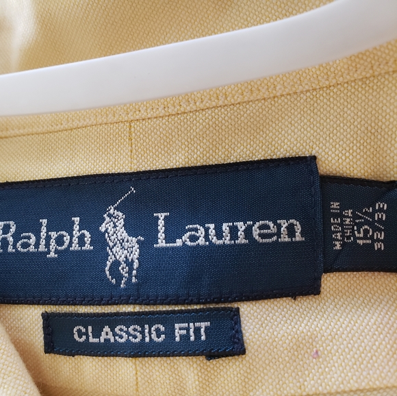 MEN'S CLASSIC RALPH LAUREN YELLOW BUTTON DOWN LONG SLEEVE SHIRT - Picture 3 of 3